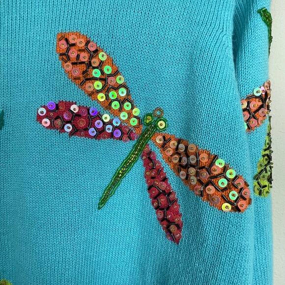 Design Options Dragon Flies Sweater Blue Fairycore Phillip Jane Gordon Size‎ M - Picture 4 of 8